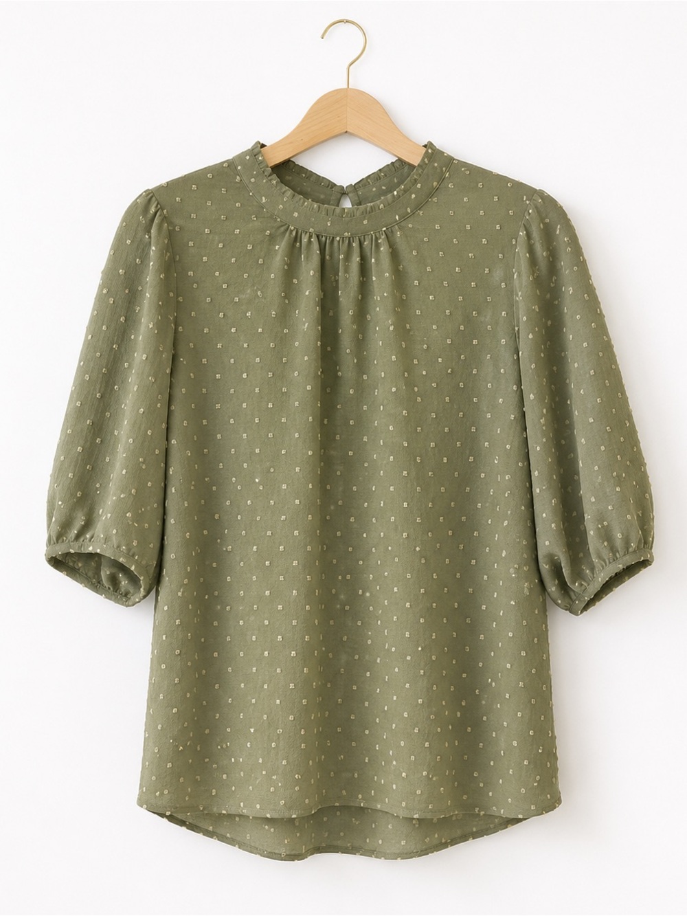 SHEIN Clasi Swiss Dot Batwing Sleeve Mock Neckline
